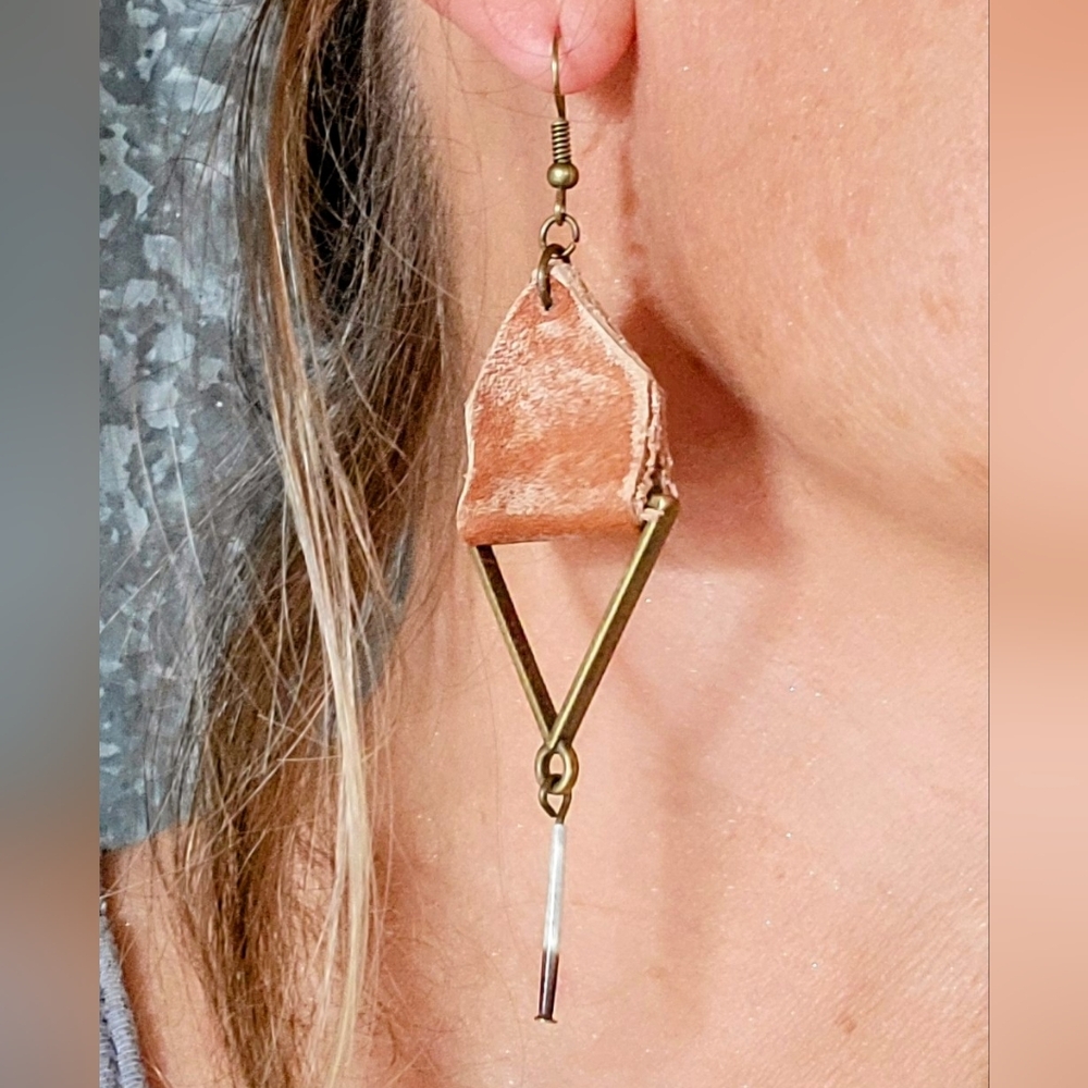 Leather and porcupine quill earrings